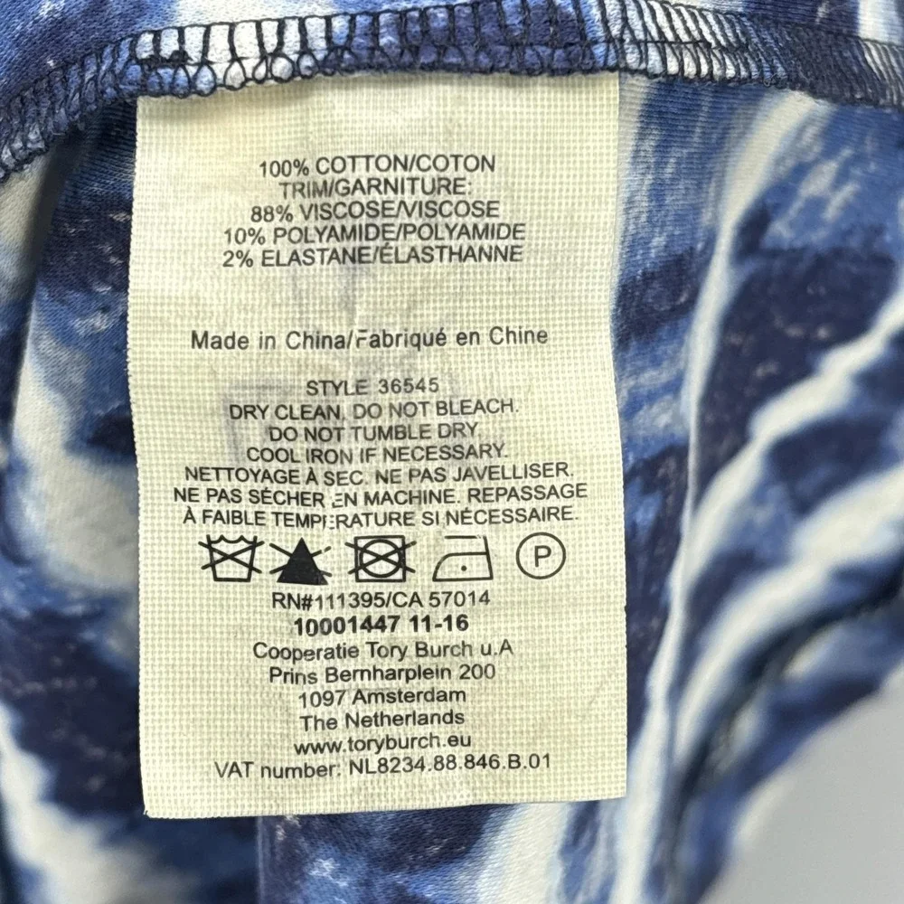 Tory Burch Dress Small Blue Tie Dye Sleeveless Maxi Tank Belted Jersey Boho